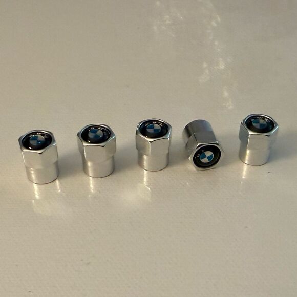BMW Valve Stem Caps in Silver Set of 5 NWT - Picture 3 of 4